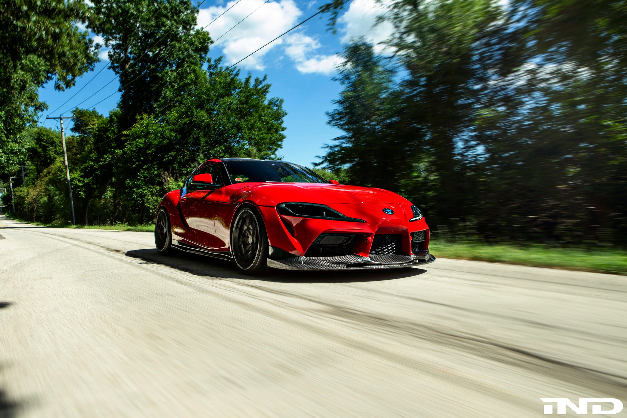 A90 Supra on the road with 3D Design Carbon Aero Package
