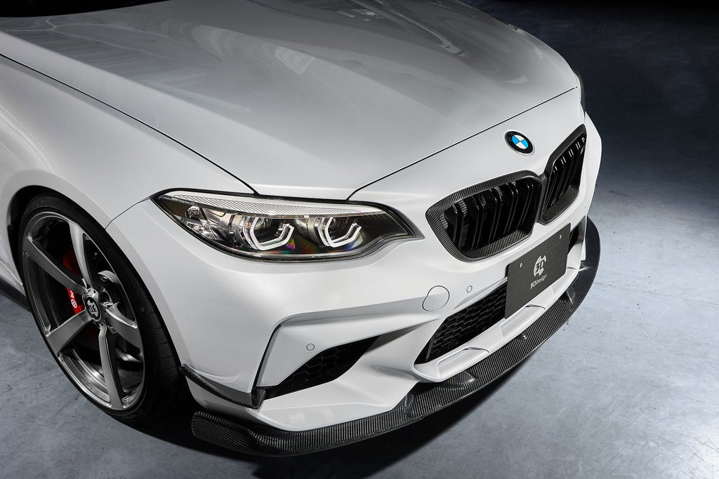 3d design f87 m2 competition carbon bumper canard set - iND Distribution