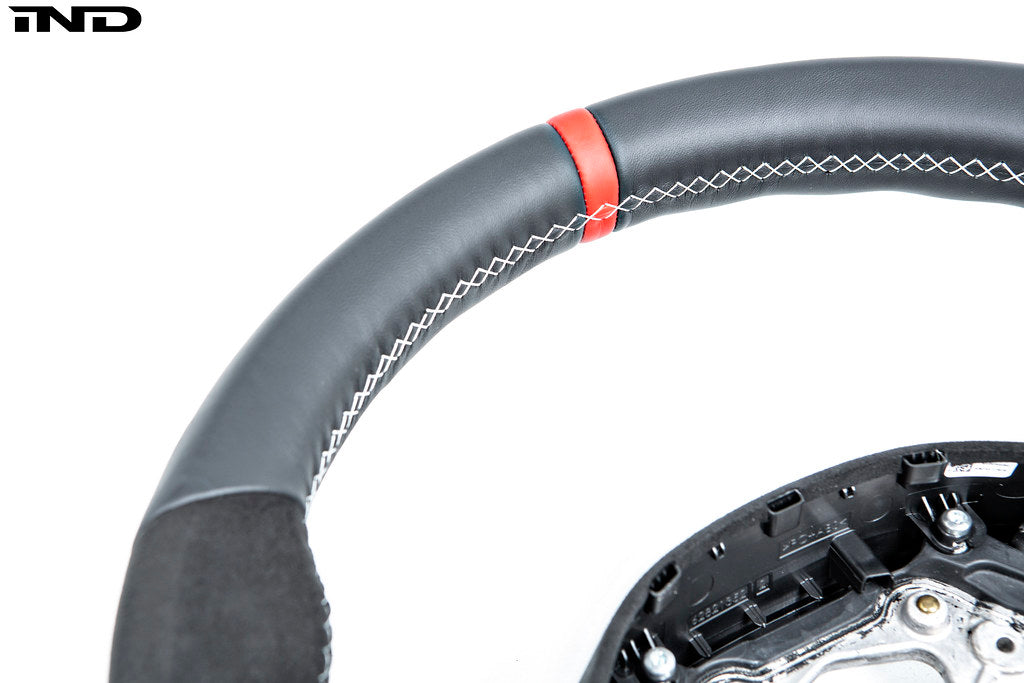 BMW M Performance G-Chassis Steering Wheel - Red Stripe + Silver Grey Stitching