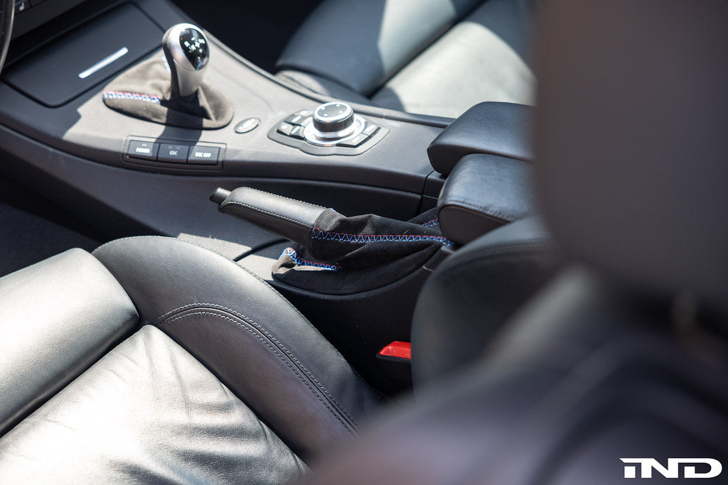 IND E9X M3 Tri-Color Stitched Alcantara Shift Boot