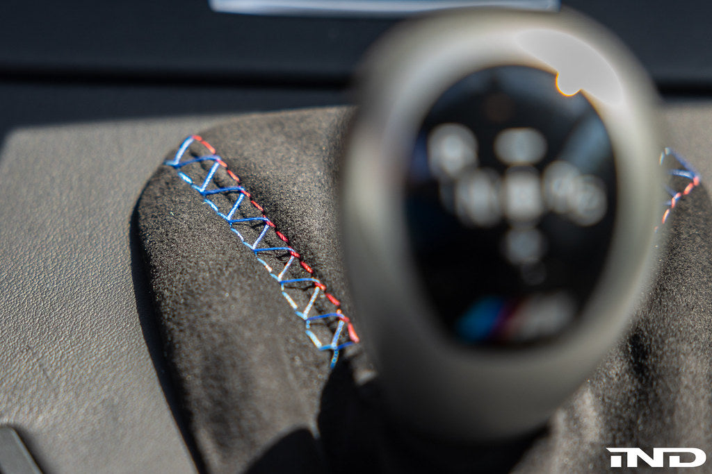 IND E9X M3 Tri-Color Stitched Alcantara Shift Boot