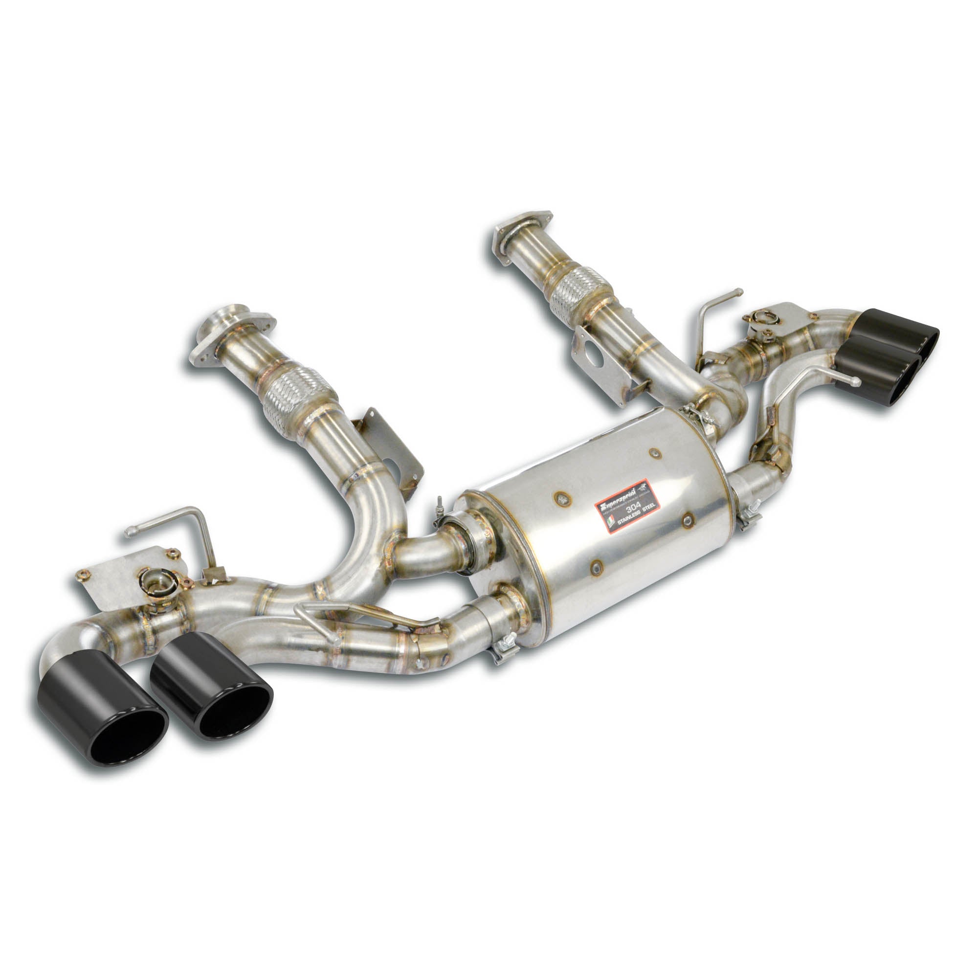 Supersprint Corvette C8 Rear Exhaust Right - Left With Valve, 4 Endpipes Oo 100 "Gun Metal Grey"