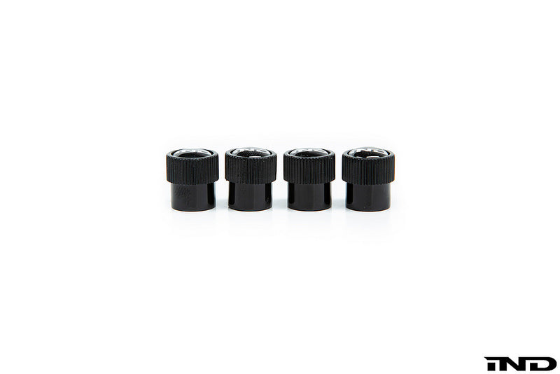 iND logo black valve stem cap set - iND Distribution