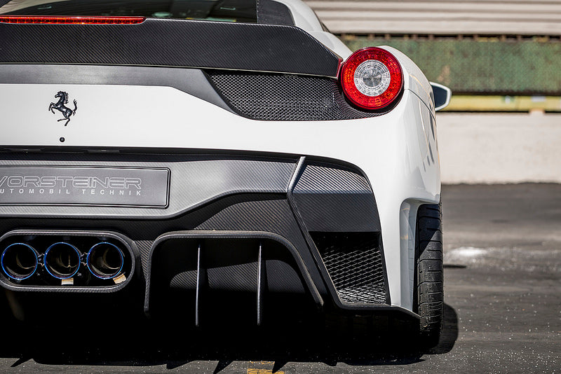 Vorsteiner 458 italia carbon rear bumper with diffuser and exhaust tips - iND Distribution