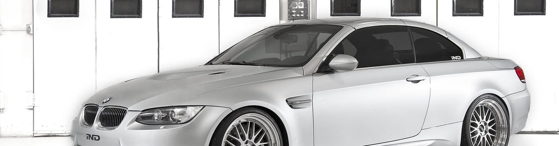 Silverstone II BMW E93 M3 front passenger-side view with BBS LM wheels and OEM+ exterior styling by IND Distribution