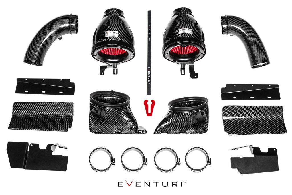 Eventuri black carbon intake system for Audi B8 RS4/RS5, showcasing sleek design and high-performance features.