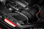 Eventuri VAG 2.0TFSI carbon intake system with sleek black carbon fiber finish and performance-enhancing design.