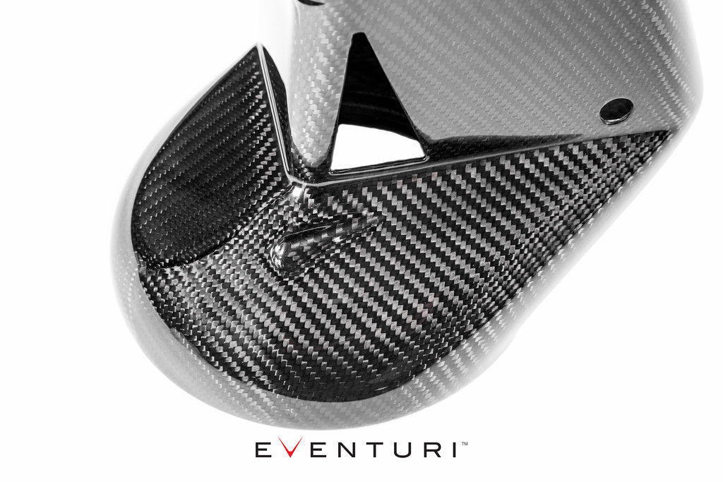 Eventuri BMW F8X M3/M4 black carbon V2 sealed duct upgrade kit showcasing sleek design and quality materials.