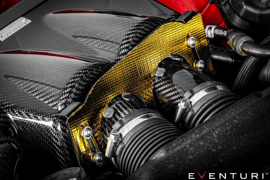 Eventuri black carbon intake system for Audi C7 RS6/RS7 showcasing sleek design and performance features.