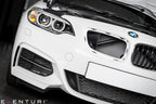Eventuri black carbon intake system installed on BMW F-Chassis B58 engine, highlighting sleek performance upgrade and high-quality materials.