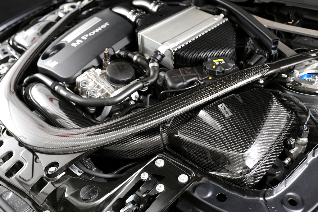 3D Design high flow carbon fiber intake for F-Chassis N55/S55 engines, showcasing sleek 3D design and performance-enhancing features.