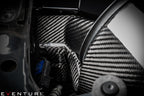 Eventuri N55 sealed carbon duct for V1 intake system, performance automotive component with sleek black carbon fiber finish.