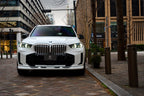 3D Design G05 X5 LCI front lip spoiler installed on BMW X5 M Sport, exterior car accessory, enhances sporty appearance.