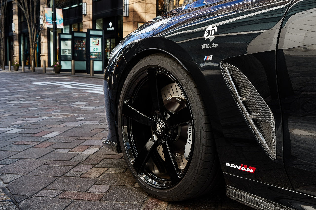 3D Design BMW G16 8-Series carbon fiber side vents, exterior accessories, OEM-plus fitment, installed on vehicle with detailed view