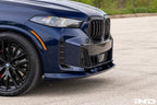 Painted 3D Design G05 X5 LCI front lip spoiler installed on vehicle exterior, showcasing sleek aerodynamic design.