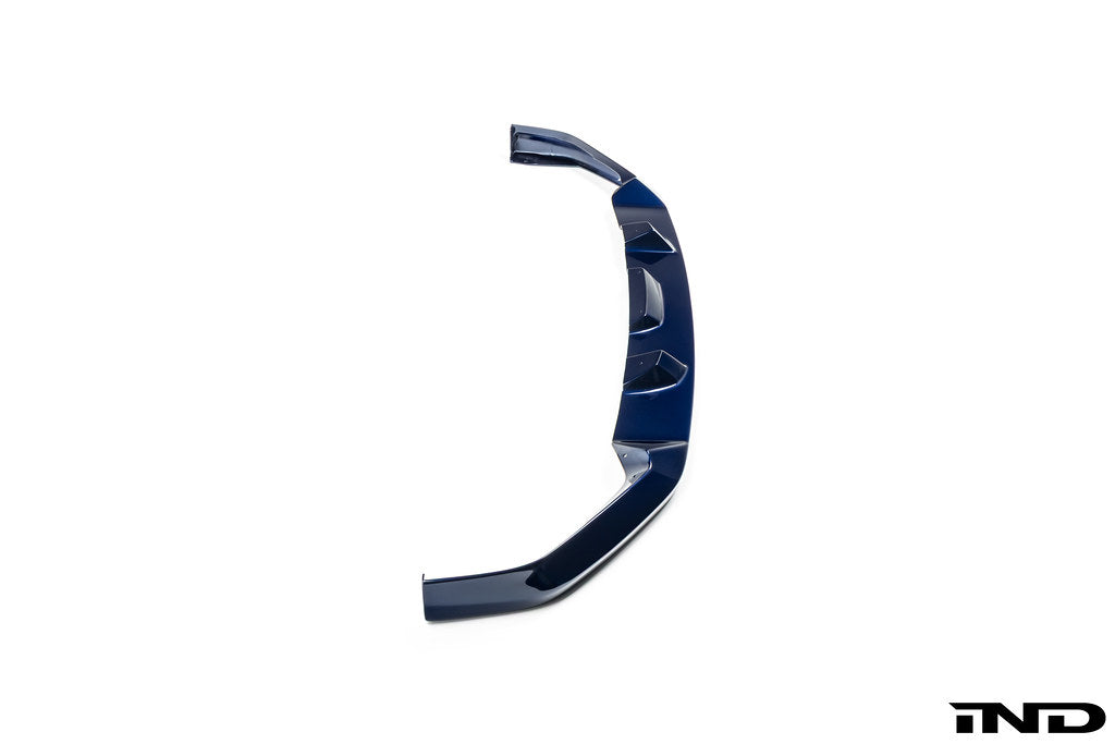 3D Design G05 X5 LCI front lip spoiler painted white, exterior car accessory enhancing the vehicle's sporty front look