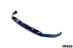 3D Design G05 X5 LCI front lip spoiler, painted white, showcasing the sleek exterior design on a white background.