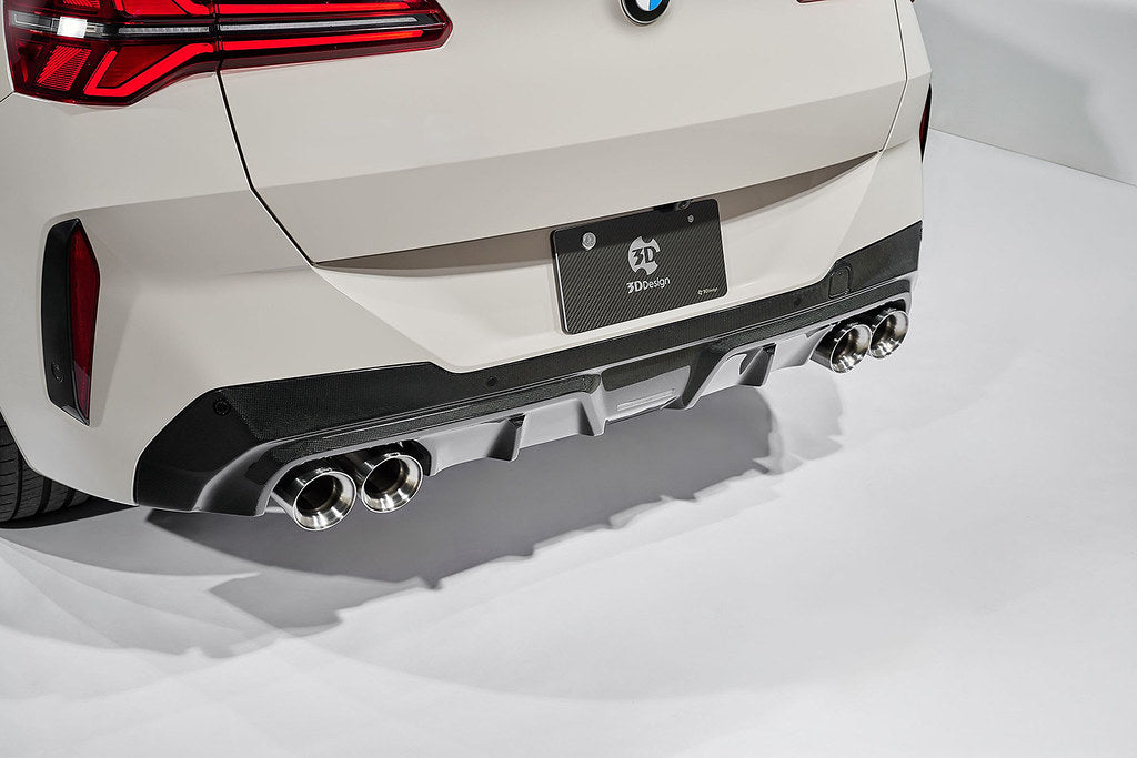 Side view of 3D Design G45 X3 M50 stainless steel exhaust tips, showcasing their polished finish and sleek design.