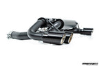 Eisenmann F90 M5 performance exhaust system with valves, showcasing polished exhaust tips and piping on a black background.