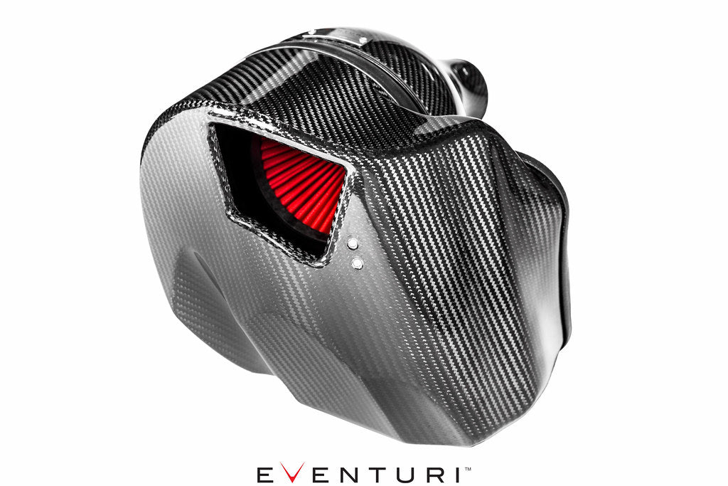Eventuri black carbon intake system for Audi B9 S4/S5 showcasing sleek design and performance features.