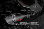 Eventuri black carbon intake system for Audi B9 S4 and S5, performance engine air intake with sleek carbon fiber design.