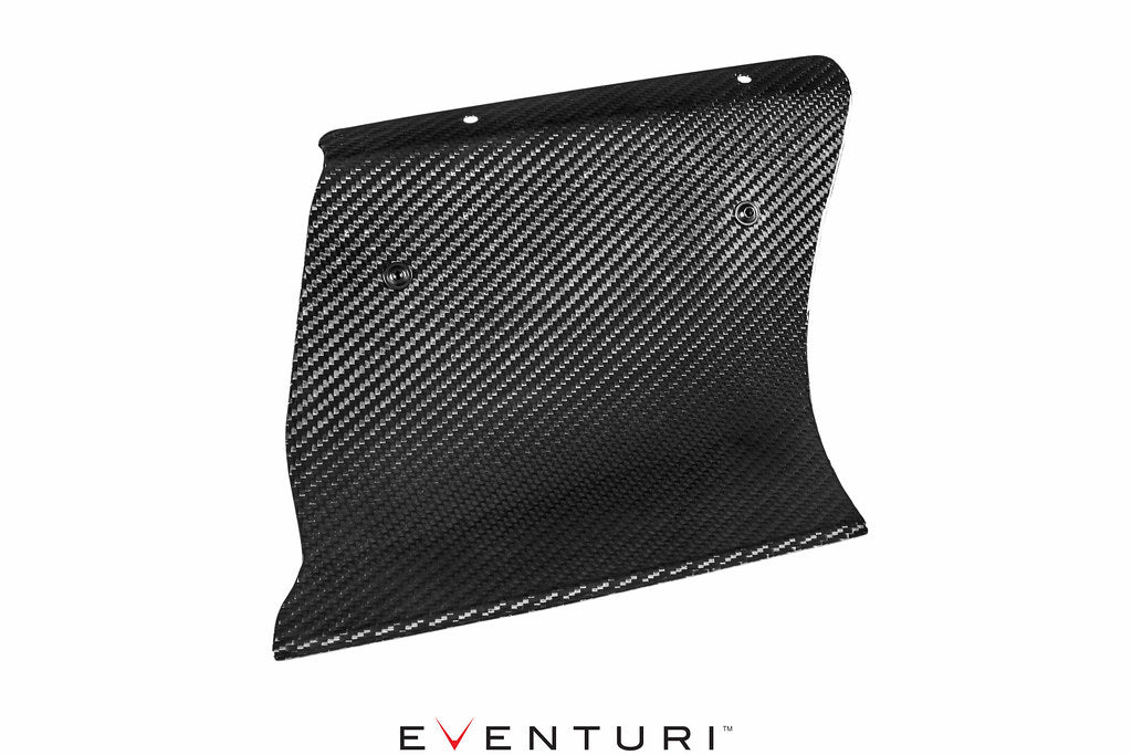 Eventuri black carbon intake system installed in Audi B9 S4 and S5, showcasing a high-performance automotive air intake upgrade