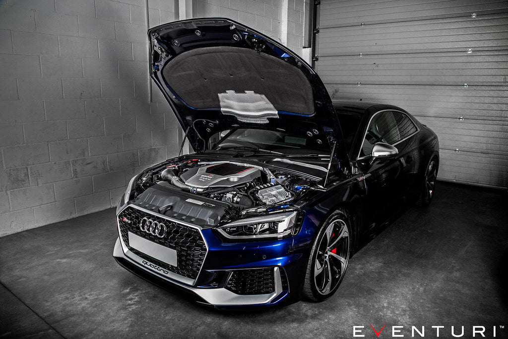 Eventuri black carbon intake system for Audi B9 RS4/RS5 showcasing sleek design and performance engineering.