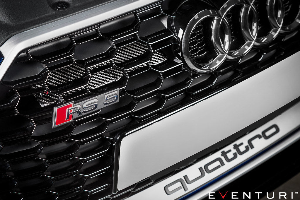 Eventuri black carbon intake system for Audi B9 RS4 and RS5, showcasing sleek design and performance features.