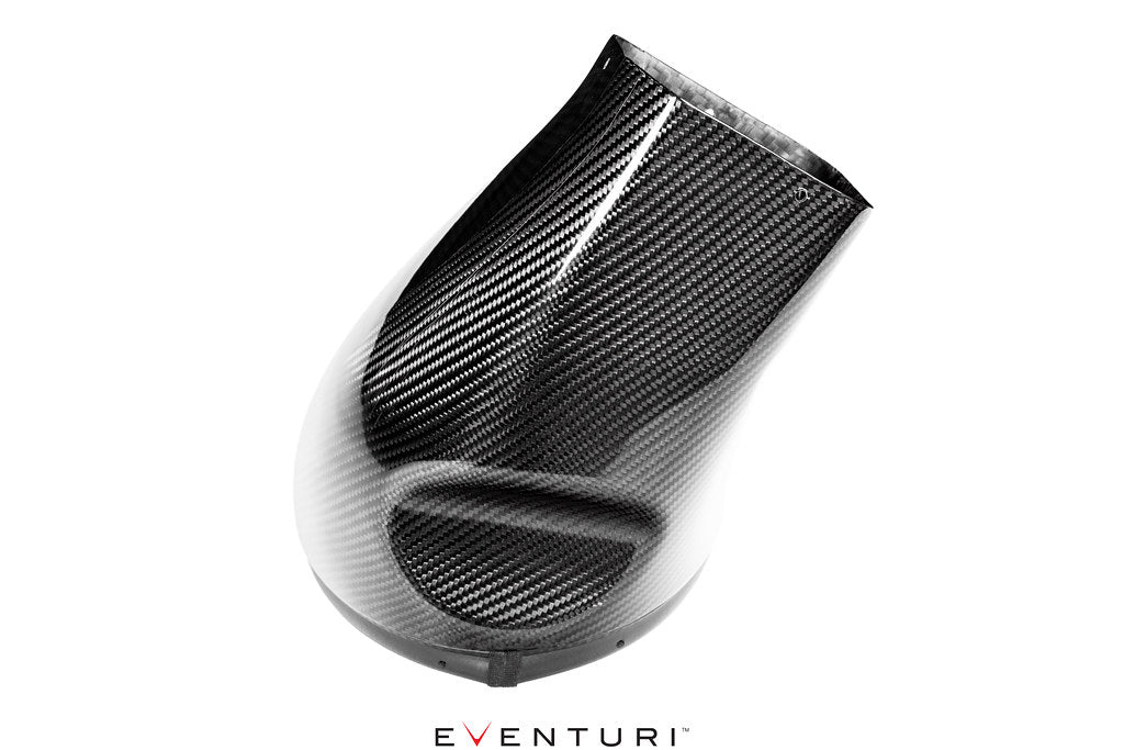Eventuri Audi 8V Gen 2 RS3 black carbon headlamp race duct showcasing sleek design and performance features.