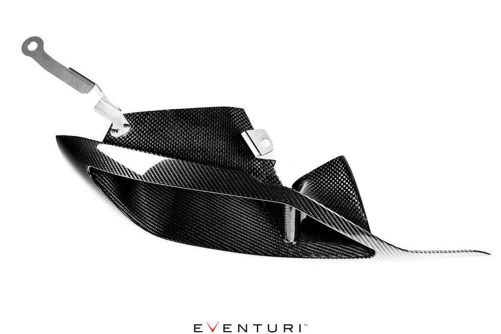 Eventuri black carbon headlamp race duct for Toyota A90 Supra, showcasing sleek design and performance features.