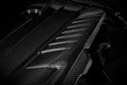 Eventuri black carbon engine cover for G29 Z4 and A90 Supra with B58 engine, exterior view showing sleek, aerodynamic design.