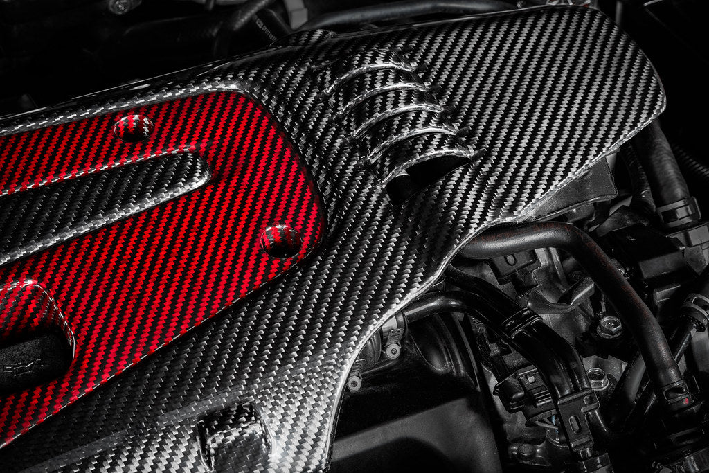 Eventuri FK8 and FL5 Civic Type-R carbon Kevlar engine cover with textured black finish and performance branding.