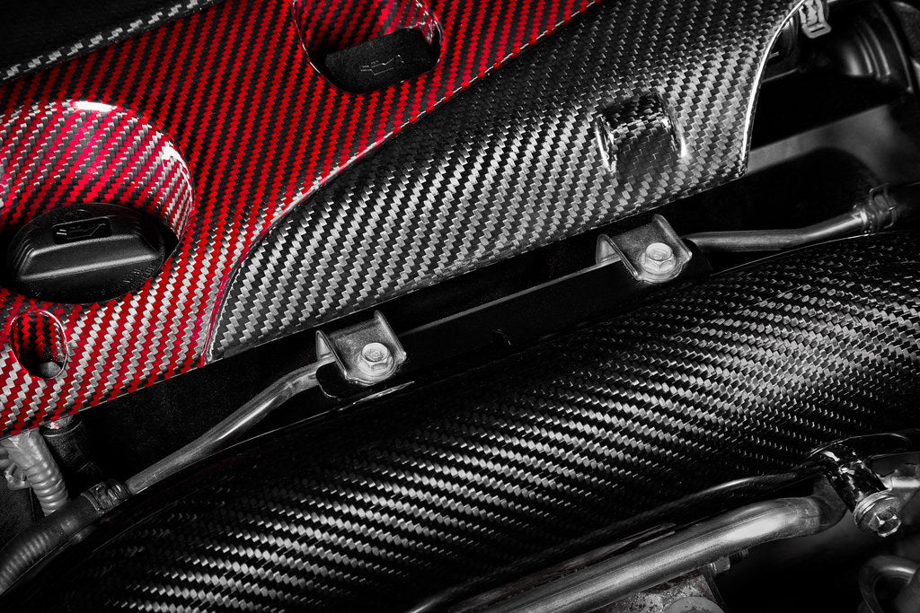 Eventuri FK8 and FL5 Civic Type-R carbon Kevlar engine cover with a sleek, textured black finish for performance enhancement.