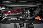 Eventuri FK8 Civic Type-R V3 carbon charge pipe upgrade kit showing sleek, black carbon fiber pipe with detailed connections for performance boost.