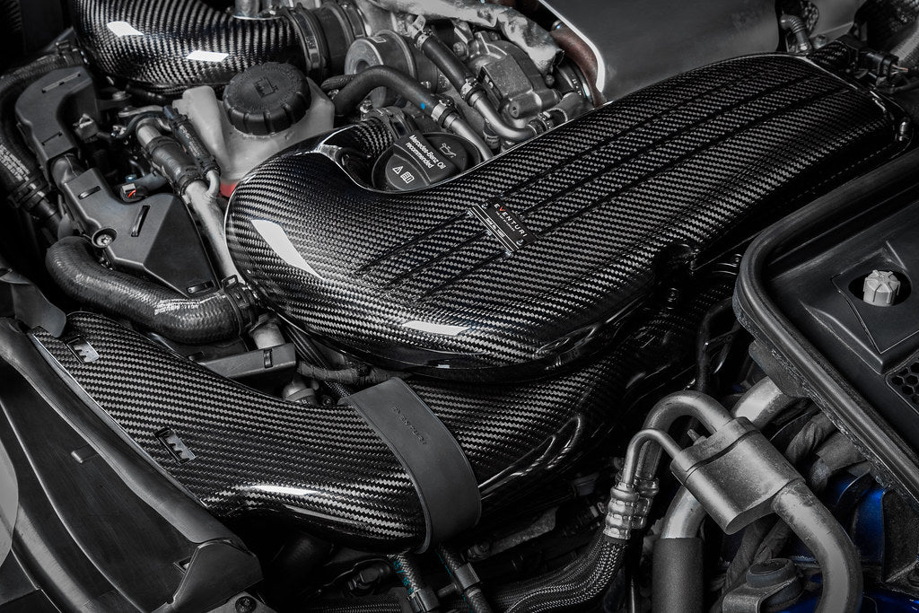 Eventuri Black Carbon V2 Duct Upgrade Kit for Mercedes W205 C63/C63S AMG, showcasing sleek design and performance features.