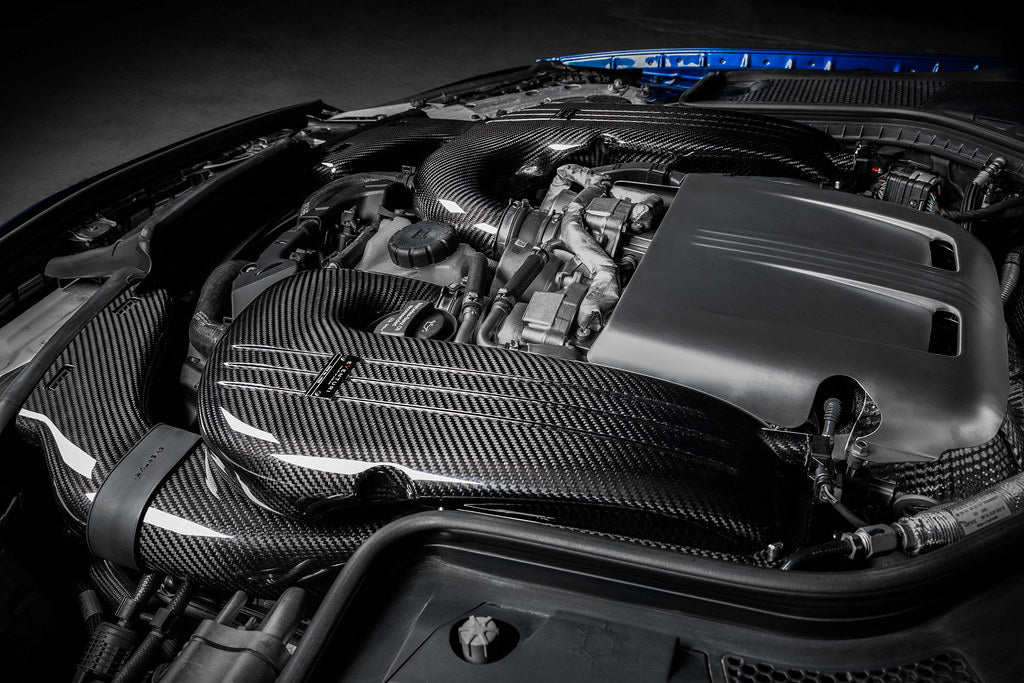 Eventuri Black Carbon Intake System V2 for Mercedes W205 C63/C63S AMG showcasing sleek design and performance features.