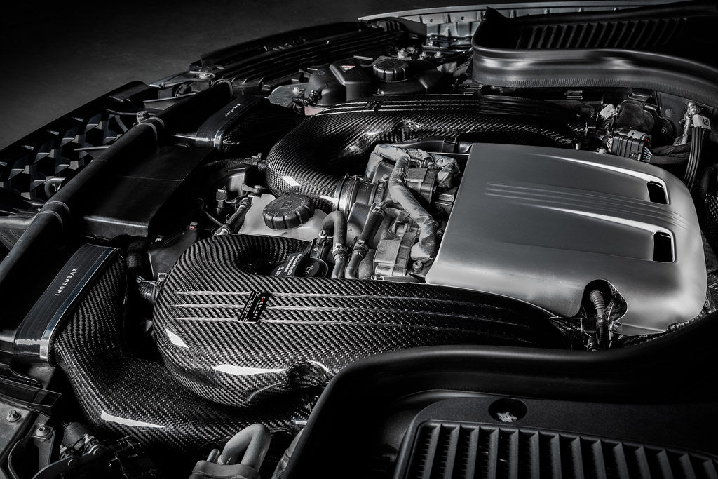 Eventuri black carbon intake system for Mercedes GLC63S AMG showcasing sleek design and performance features.