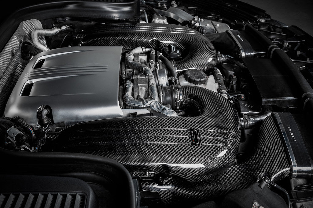 Eventuri Mercedes GLC63S AMG Black Carbon Intake System showcasing sleek design and high-performance features.
