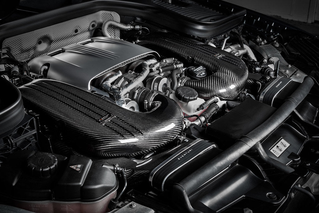 Eventuri black carbon intake system for Mercedes GLC63S AMG showcasing sleek design and performance features.