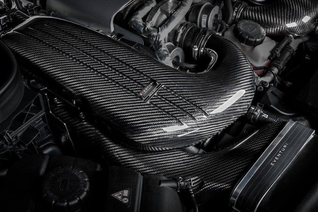 Eventuri Black Carbon Intake System for Mercedes GLC63S AMG showcasing sleek design and high-performance features.