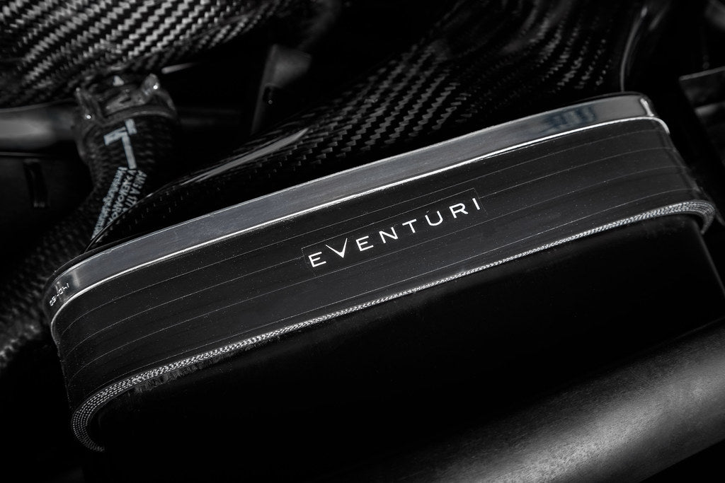 Eventuri black carbon intake system for Mercedes GLC63S AMG showcasing sleek design and performance engineering.