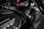 Eventuri black carbon intake system for BMW F4X M135i, M235i, F39 X2 35i B48, showing the sleek performance air intake.