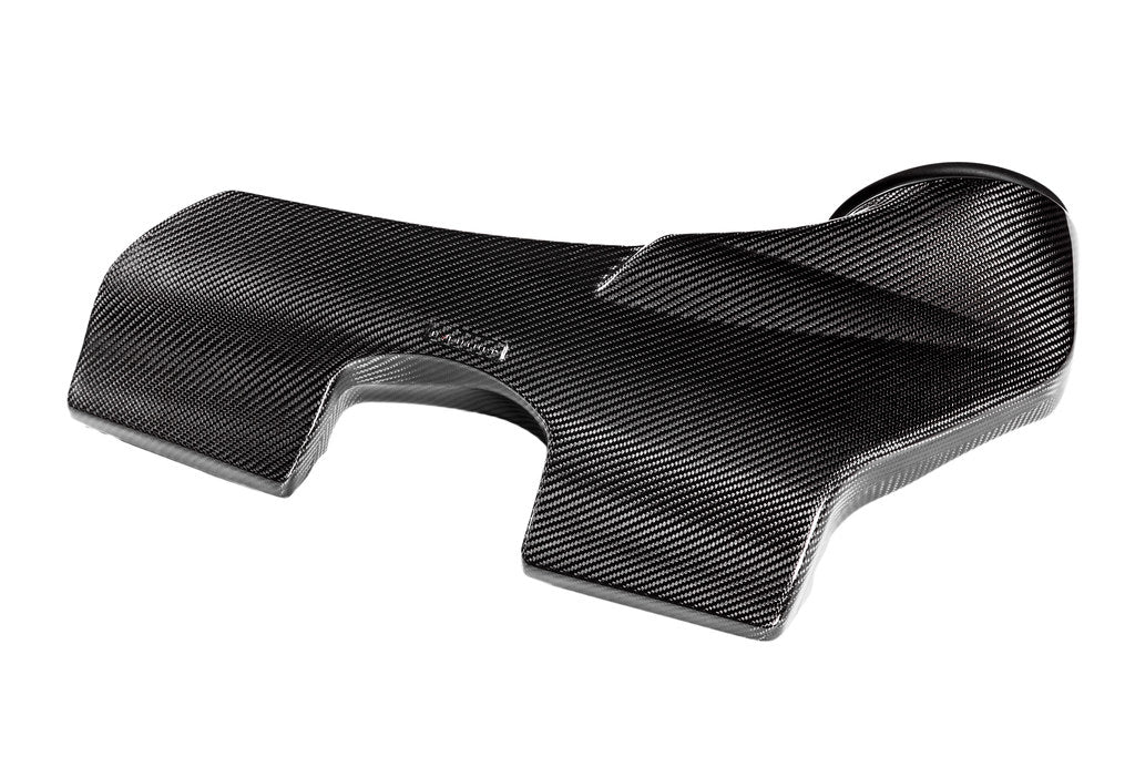 Eventuri black carbon intake system for BMW F4X M135i, M235i, F39 X2 35i B48, showcasing performance car engine upgrade.