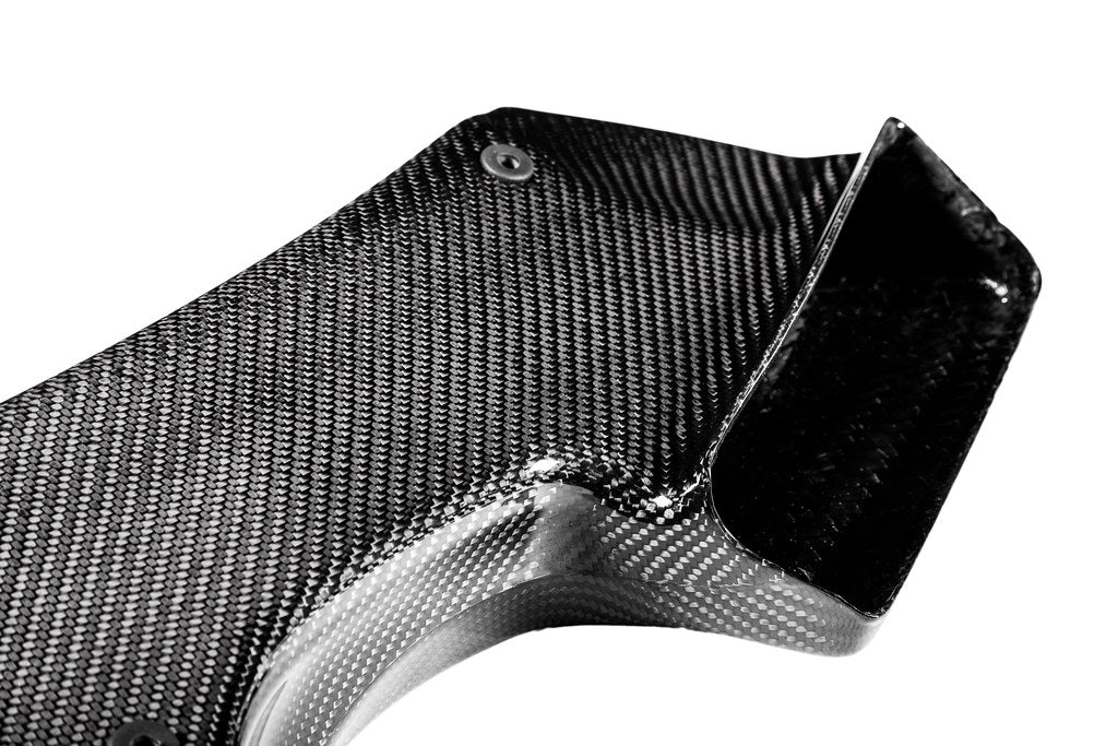 Eventuri black carbon intake system for BMW F4X M135i M235i and F39 X2 35i B48 performance engine, showing air filters and tubing.