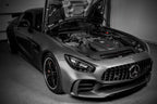 Eventuri black carbon intake and engine cover for Mercedes AMG GT, showcasing matte finish and performance design.