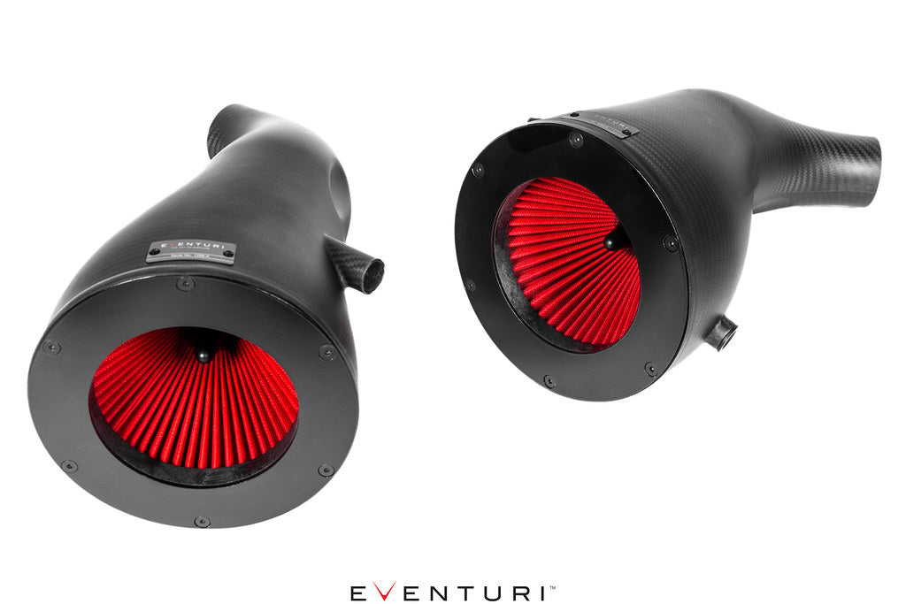 Eventuri black carbon intake and engine cover for Mercedes C190 AMG GT, GTS, GTR, showcasing matte finish and performance design.