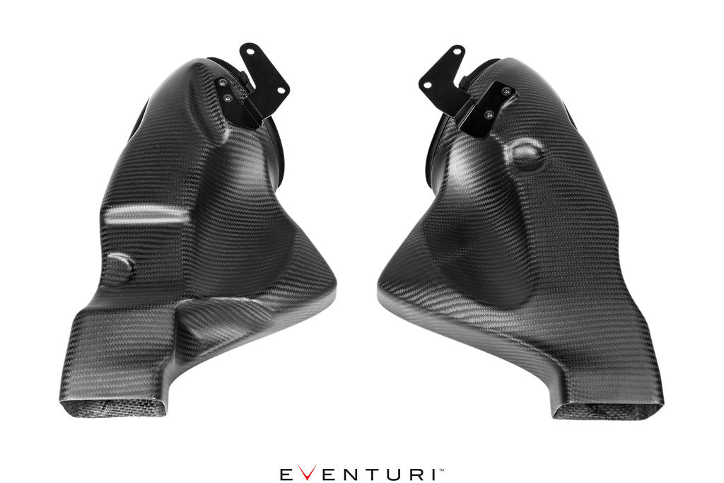 Eventuri black carbon intake and engine cover for Mercedes C190 AMG GT/GTS/GTR, showcasing matte finish and performance design.