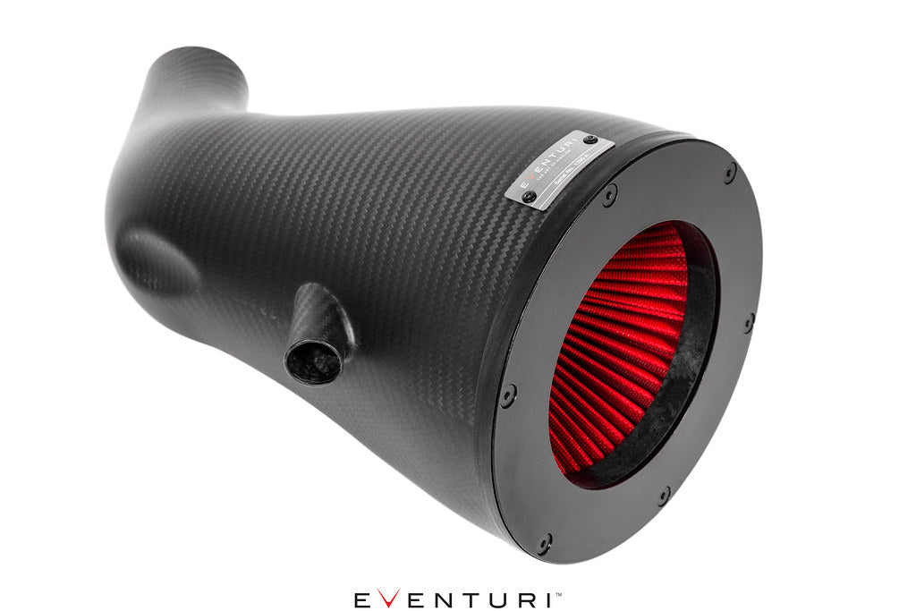 Eventuri black carbon intake and engine cover for Mercedes AMG GT, GTS, GTR, showcasing matte finish and performance design.