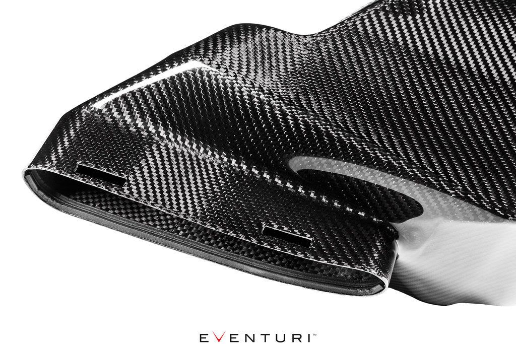 Eventuri black carbon intake system for Mercedes AMG A35 and A250, showcasing the performance air filter and sleek design.