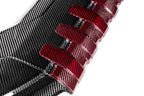 Eventuri black carbon and red Kevlar engine cover for Audi 8Y/8V RS3 and TTRS, exterior view showing textured materials.